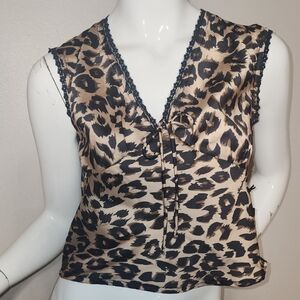 Leopard Print Sleeveless Blouse